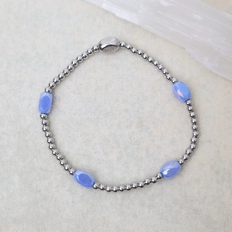 Here & There Pop Of Color Bracelet in Periwinkle Water & Stainless Steel