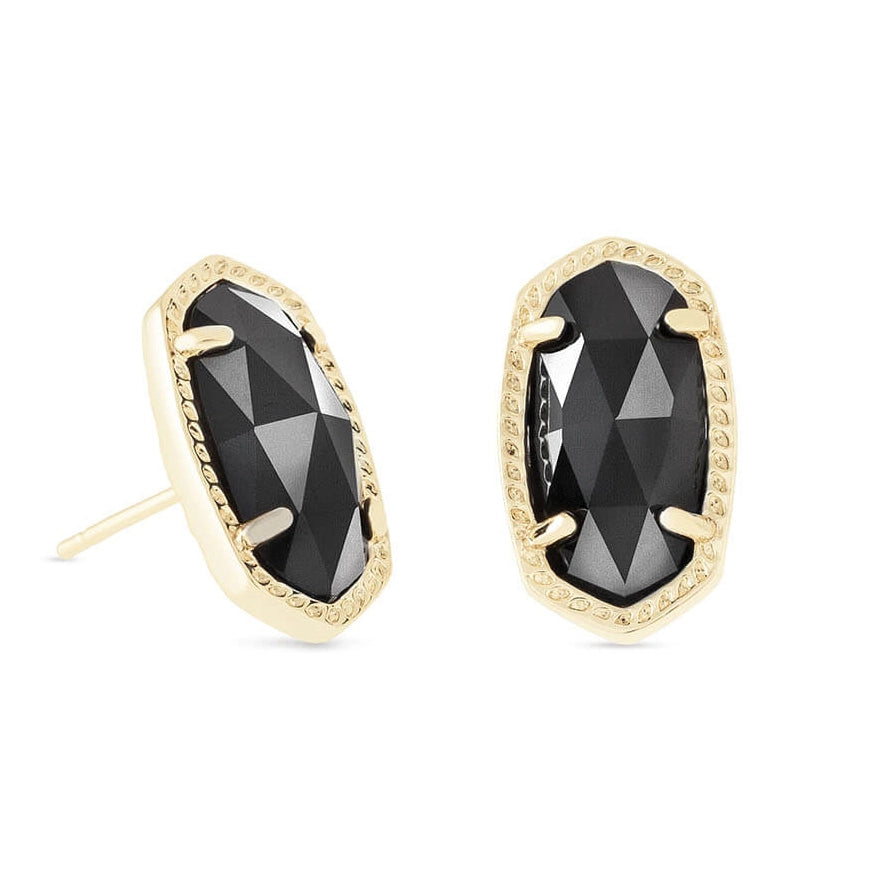 Kendra Scott Ellie Earring in Gold with Black Opaque Glass