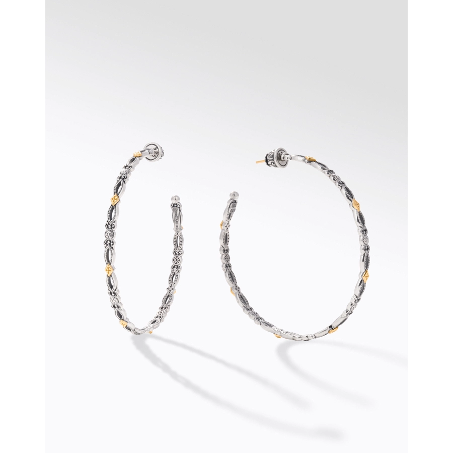 Konstantino Muse Collection Silver and Gold Large Hoop Earrings