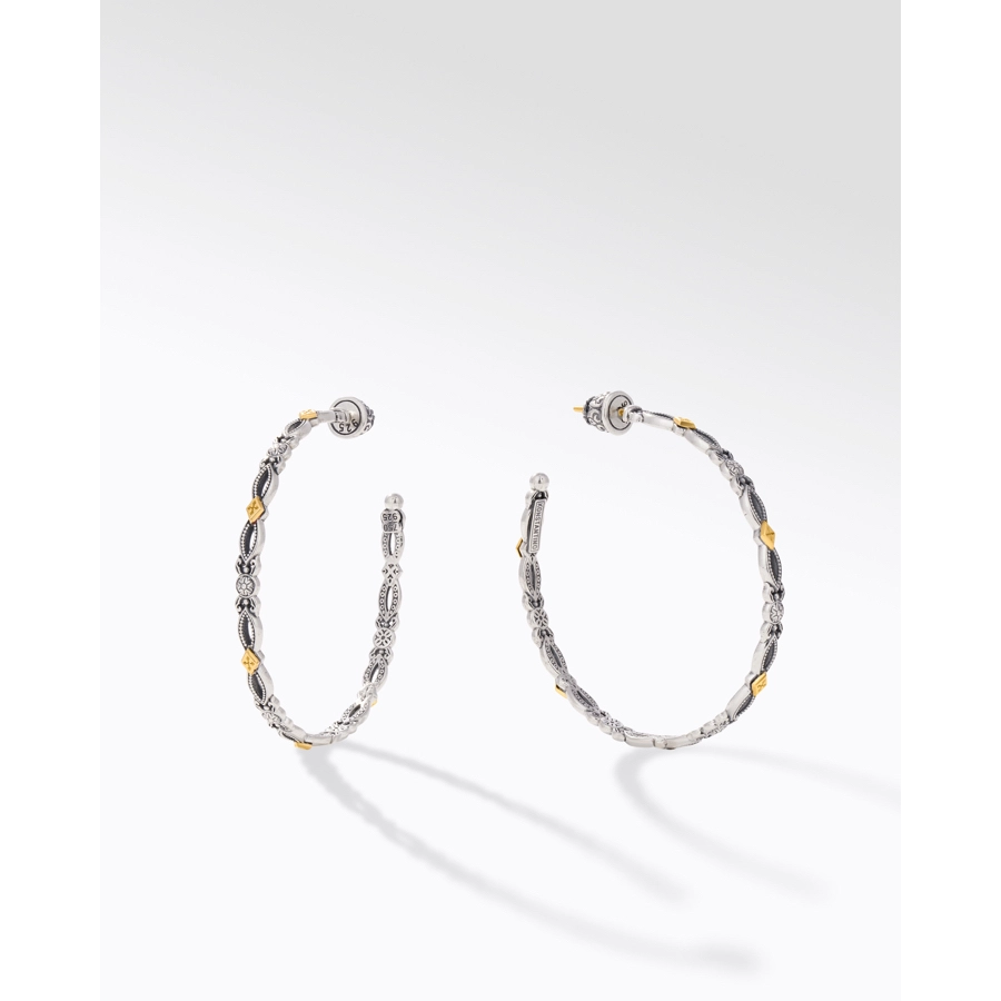 Konstantino Muse Collection Silver and Gold Medium Hoop Earrings