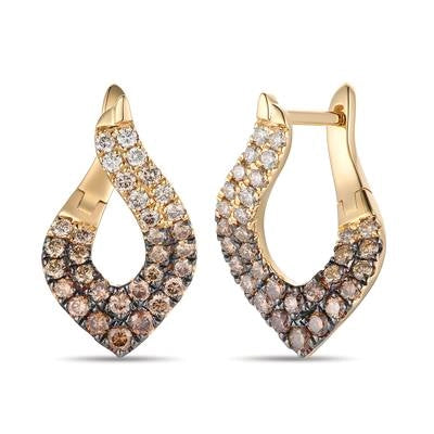 Le Vian 14K Honey Gold Vanilla and Chocolate Ombre Diamond Hoop Earrings