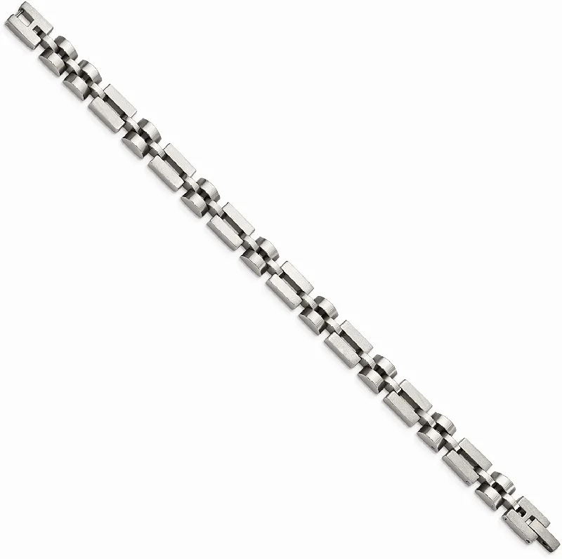 Men's Brushed and Polished Stainless Steel 9mm Bracelet, 8.25 Inches