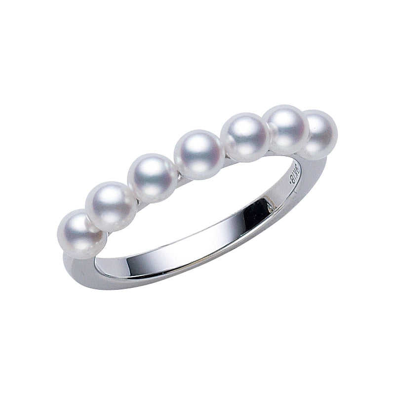 Mikimoto 18K White Gold Cultured Akoya Pearl Ring