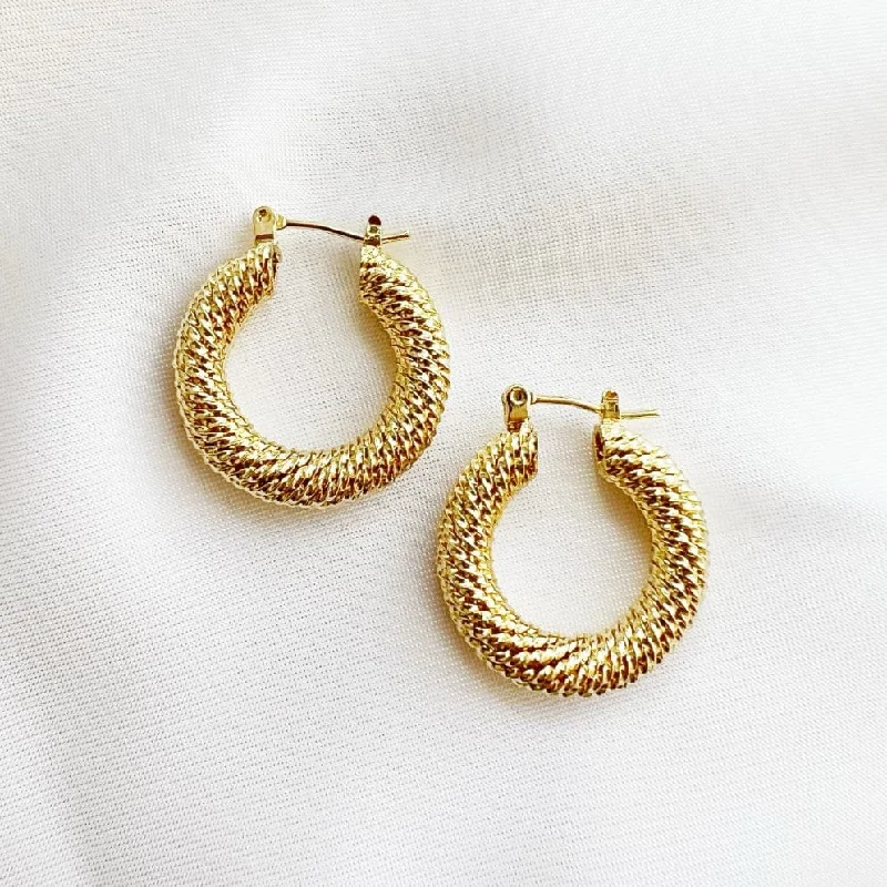 Montana Twist Hoops Earrings Gold Filled