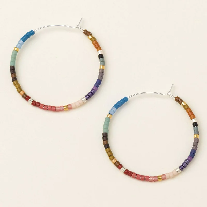 Chromacolor Miyuki Small Hoops - Dark Multi/Silver