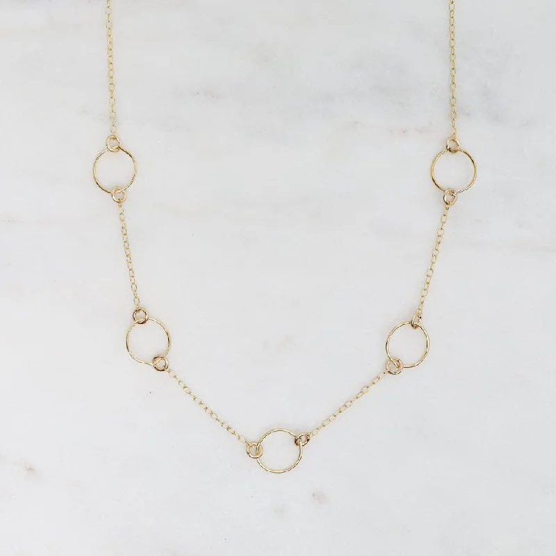 14k Gold Filled Chain with Small Hoops Necklace