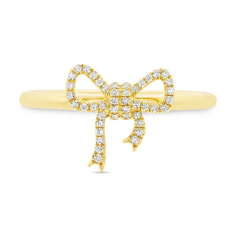 New 14K Gold Diamond Bow Ring