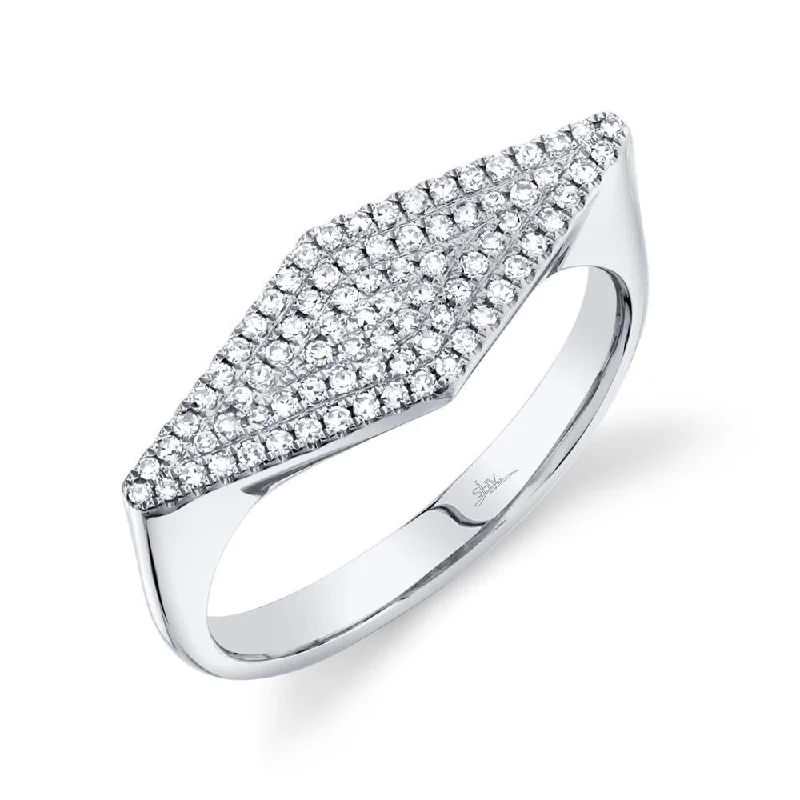 New 14K Gold Geometric Diamond Pave Ring