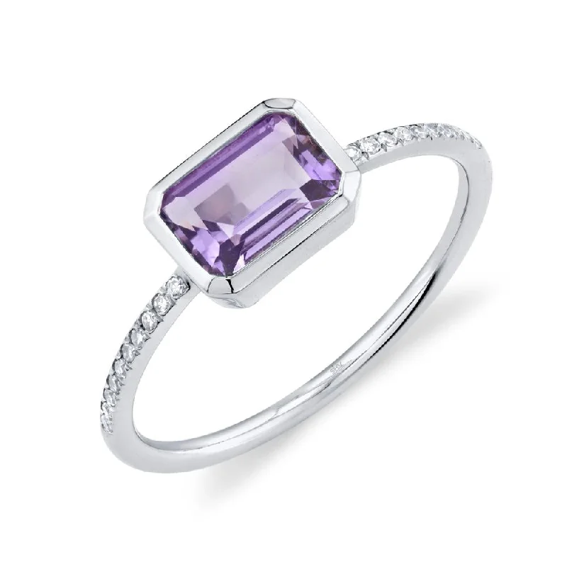 14K Gold 1.03 Carat Amethyst & Diamond Ring