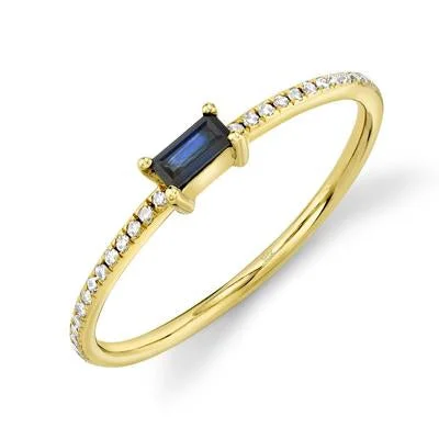 New 14K Yellow Gold Natural Sapphire & Diamond Band