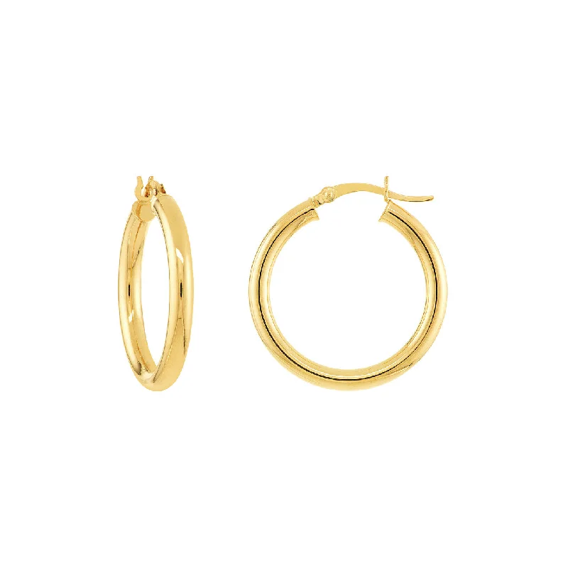 14K Gold Hoop Earrings 3 MM x 25 MM (Medium Size)