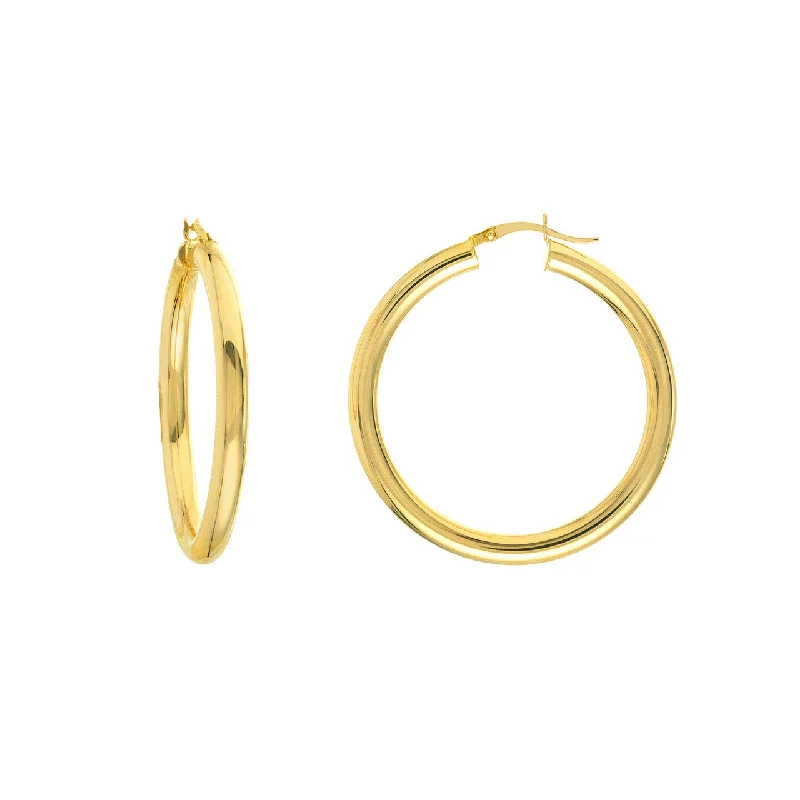 14K White, Yellow, or Rose Gold Hoop Earrings 4 MM x 40 MM (Large Size)