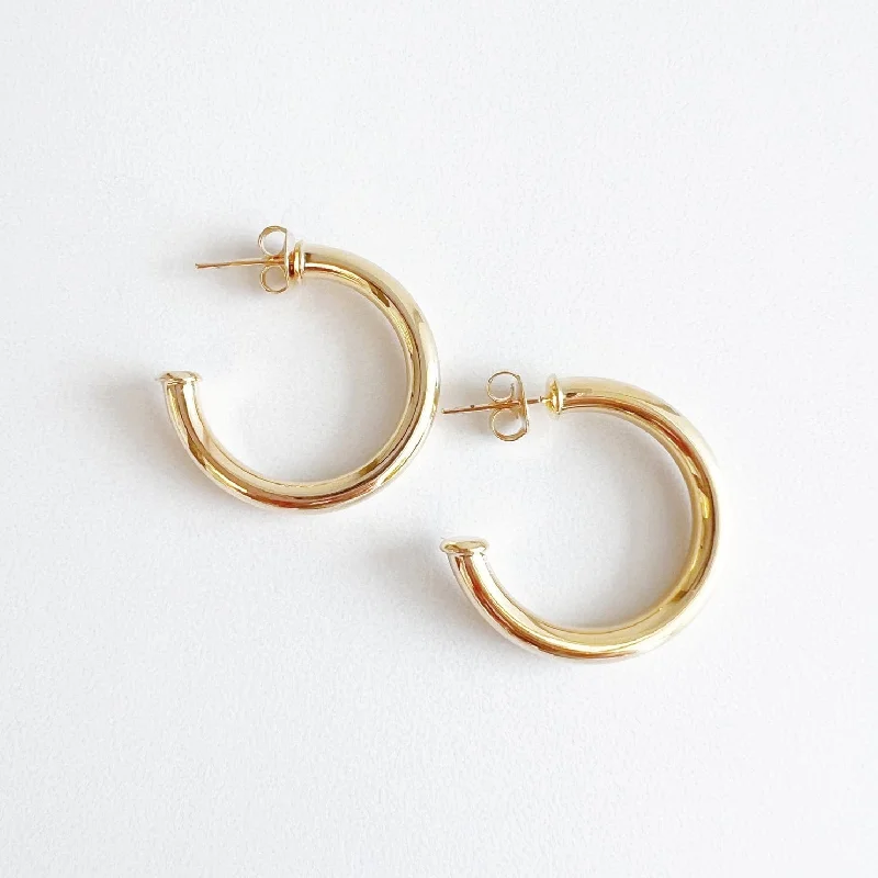 Nova Tube Hoops Earrings Gold Filled - Medium