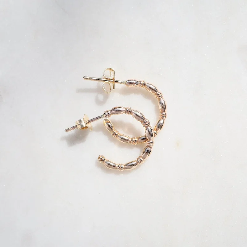 Gold Filled Oval Beaded Hoops