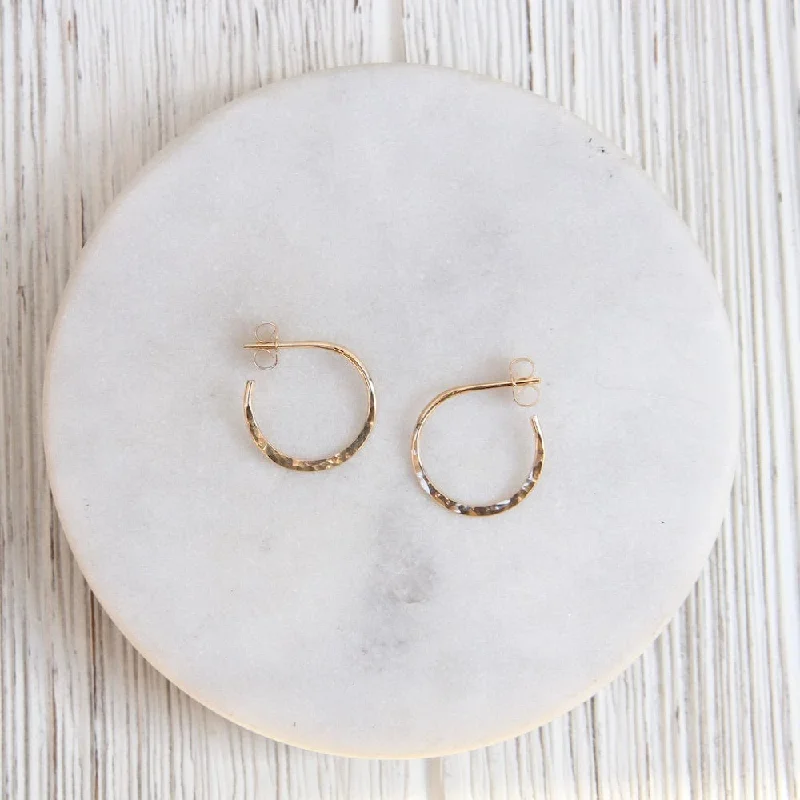 Thin 20mm Gold Filled Hammered Hoop