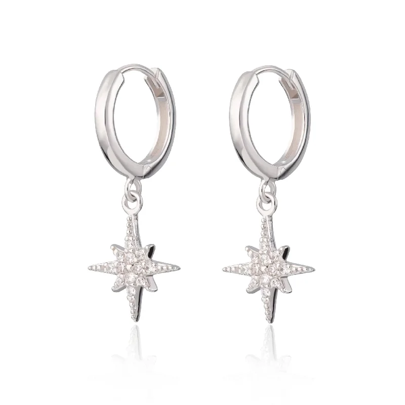 Starburst Hoop Earrings -  Sterling Silver