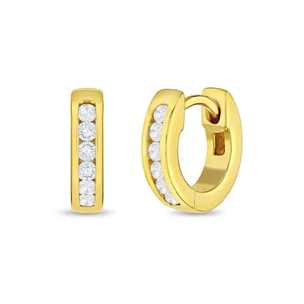 Channel Set CZ Hoop Earrings