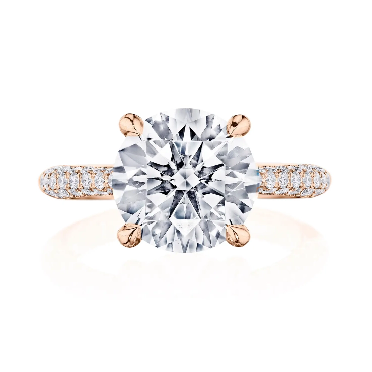 Tacori 18K Rose Gold Founders Diamond Ring, Pave' Diamond