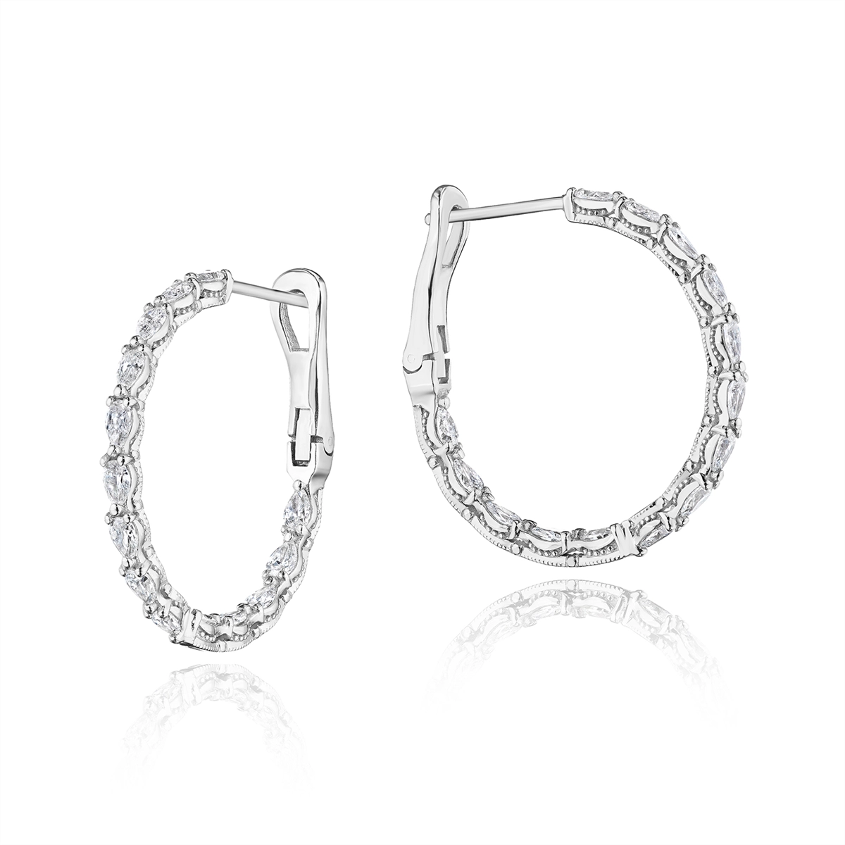 Tacori 18K White Gold Diamond Hoop Earrings