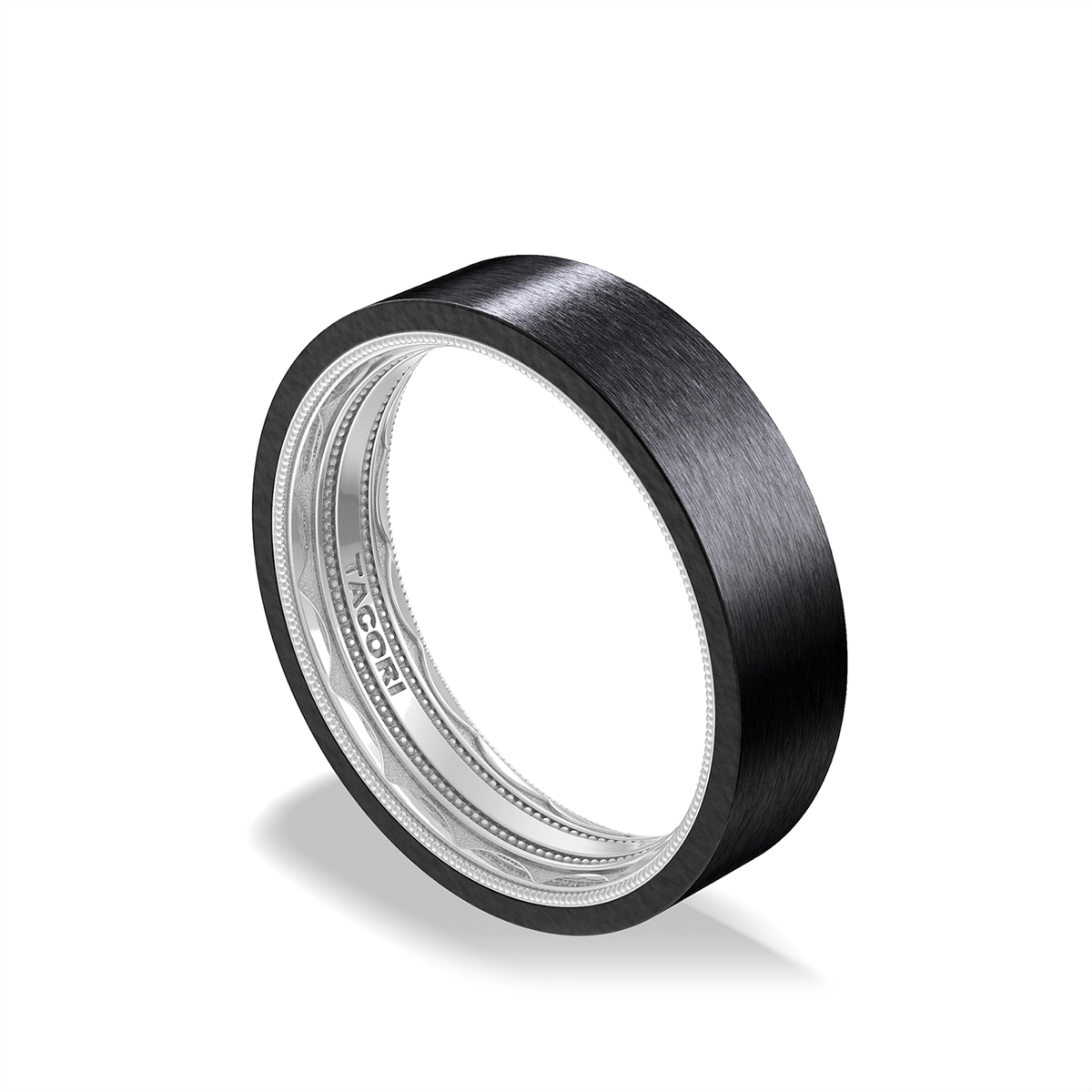 Tacori Black Titanium/18K White Gold 6mm Matte Band