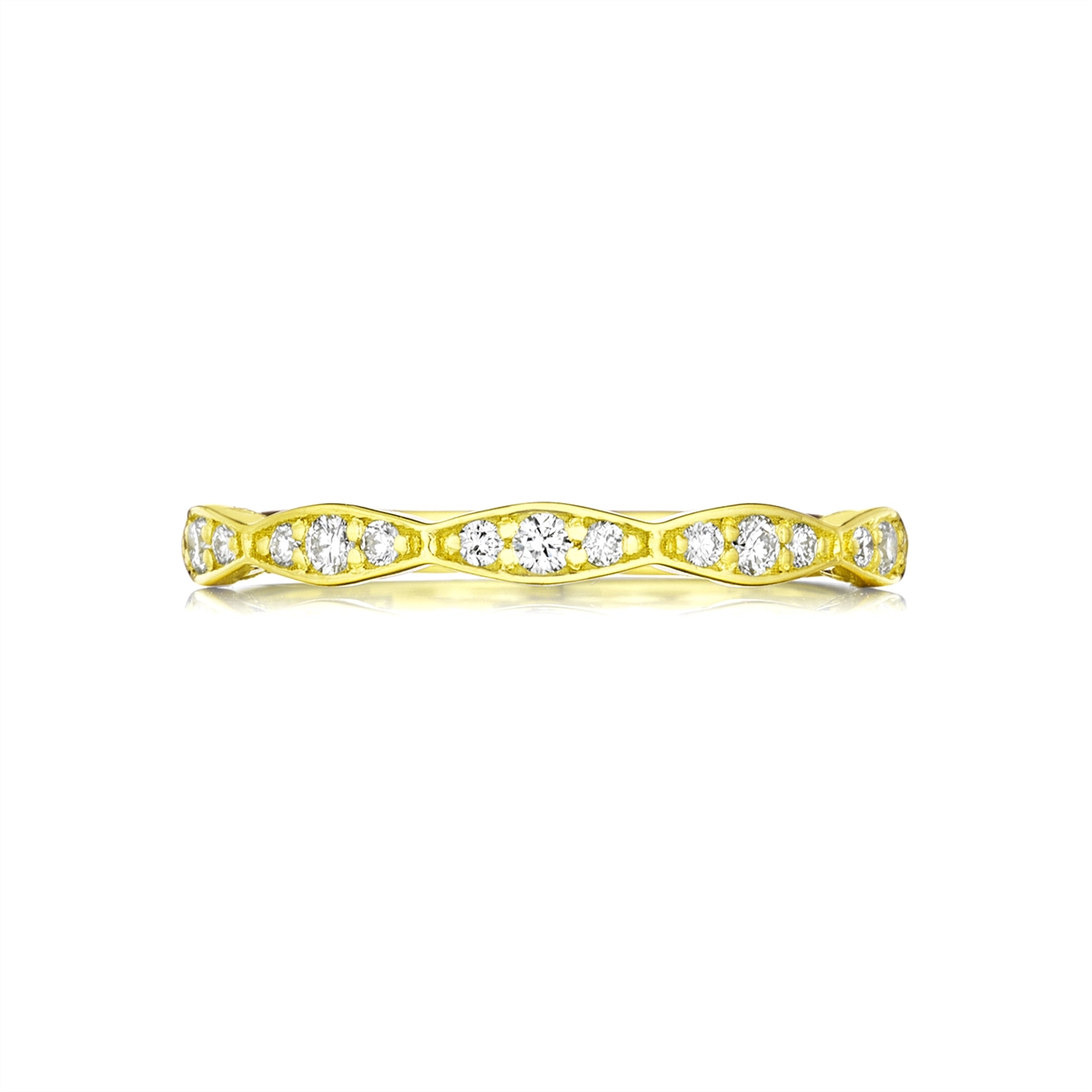 Tacori Sculpted Crescent 18K Yellow Gold Half Eternity Diamond Band 2mm