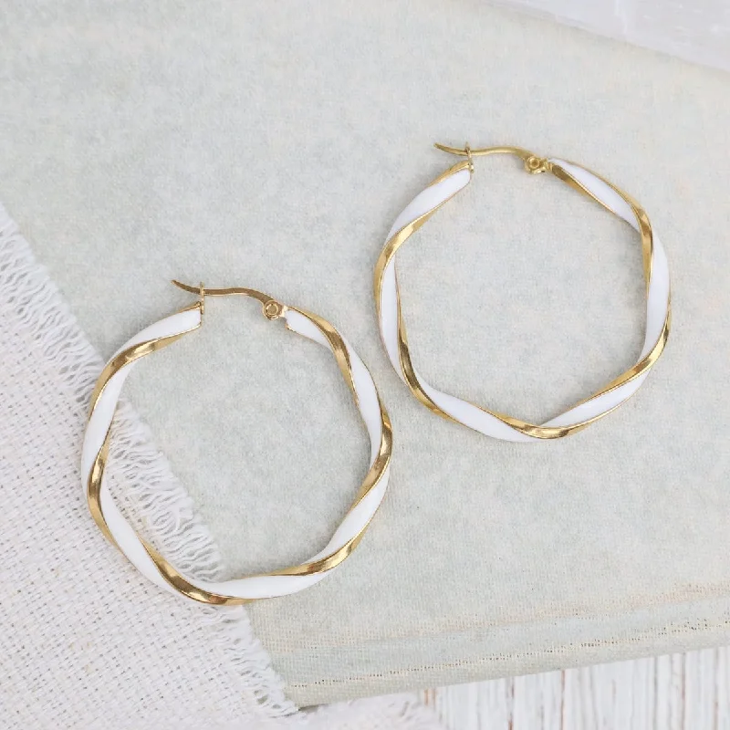 Two-Tone Twists Hoop Earrings