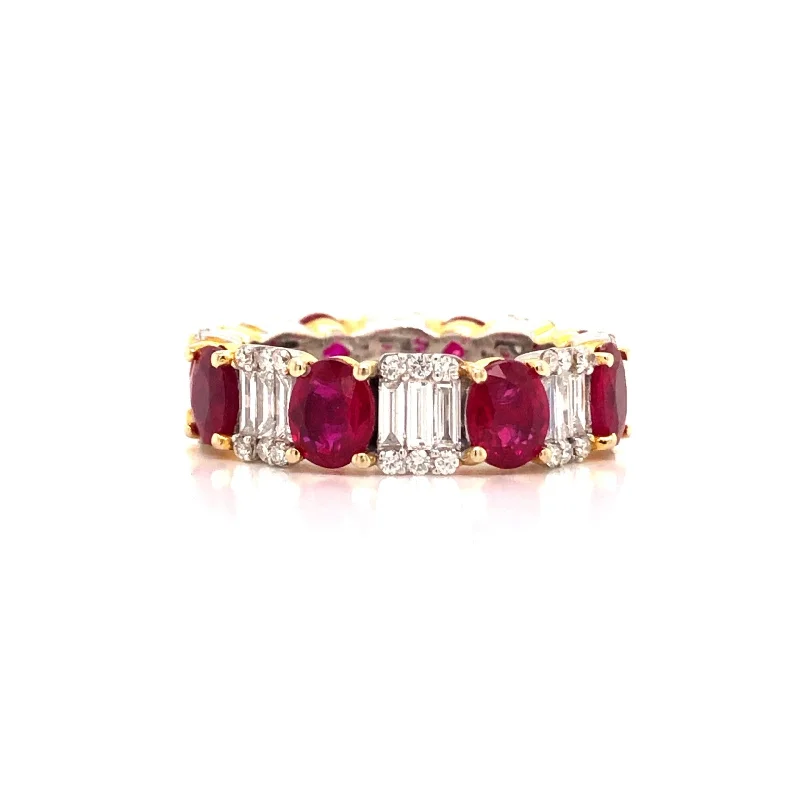 Two-Tone Diamond and Ruby Eternity Ring