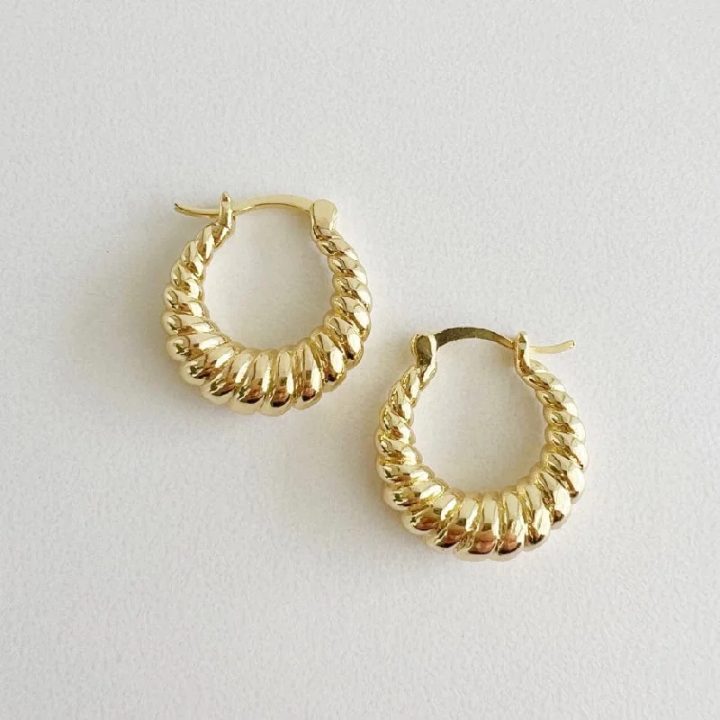 Endless Weekend Croissant Twist Hoops Earrings Gold Filled