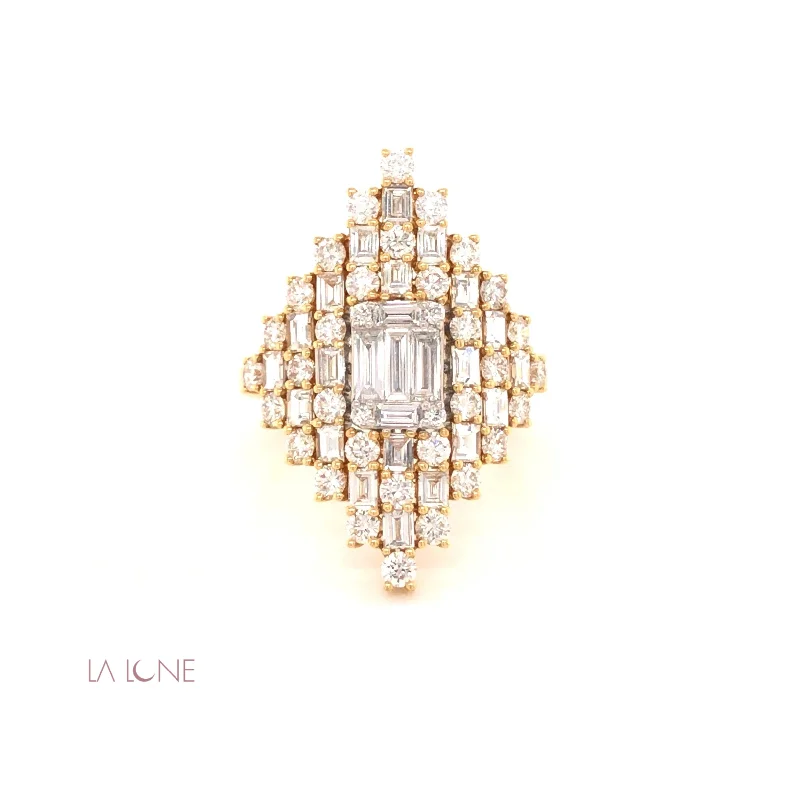 Yellow Gold Diamond Pyramid Ring - LaLune