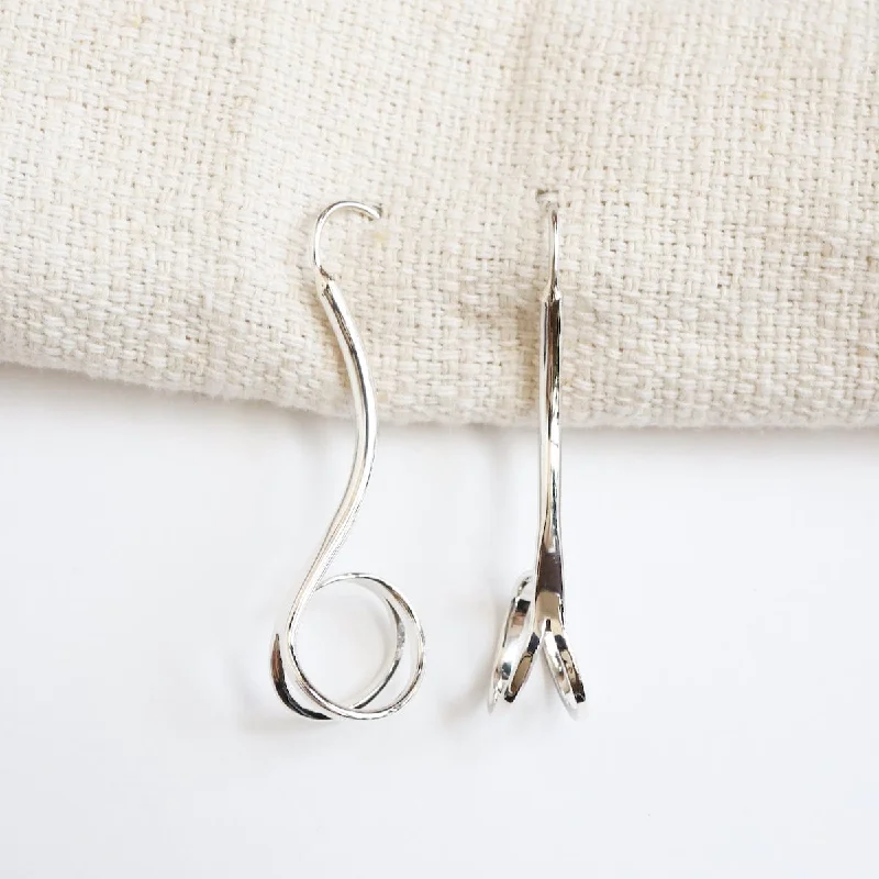 Sterling Silver Long Curl Drop Earring