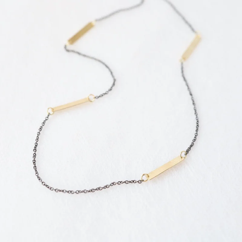 Oxidized Sterling Silver & 18k New Morse Necklace