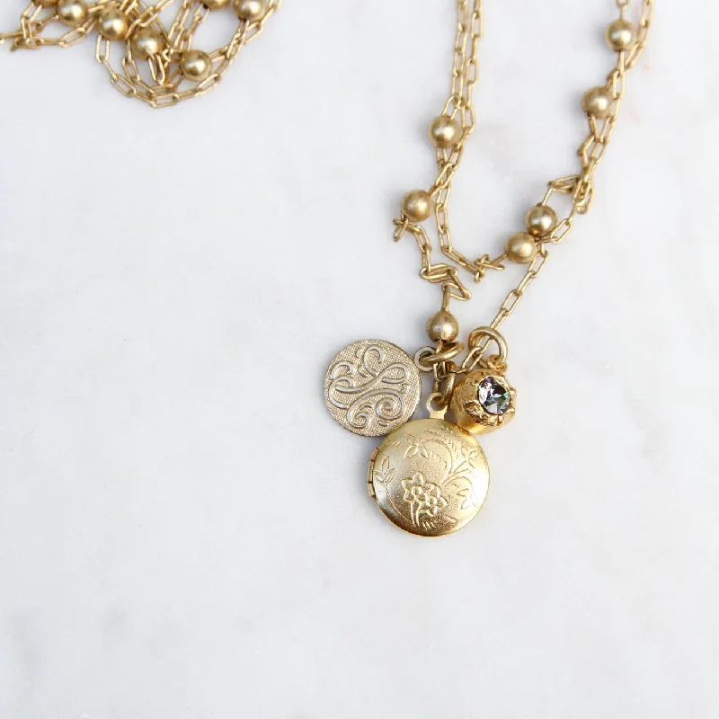 Small Locket Necklace - Gold Plate