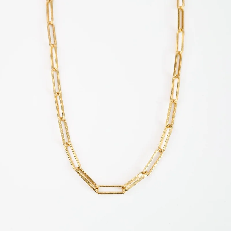 Rectangle Link Necklace - Gold Plate