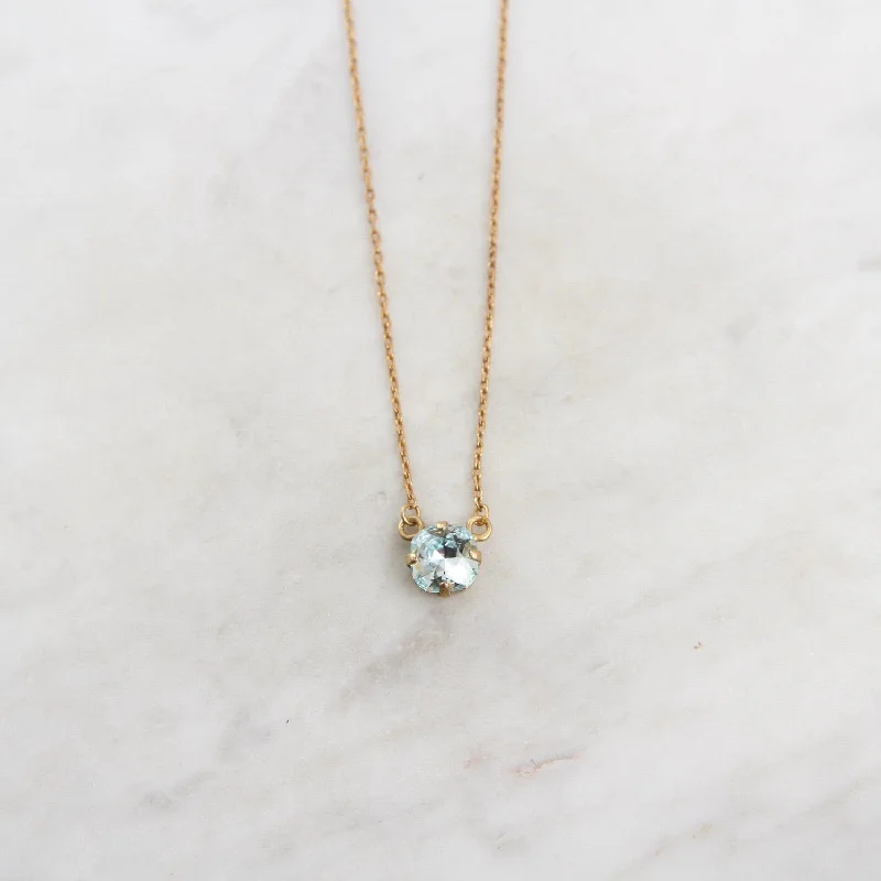 Single Swarovski Crystal Necklace Ice - Gold Plate