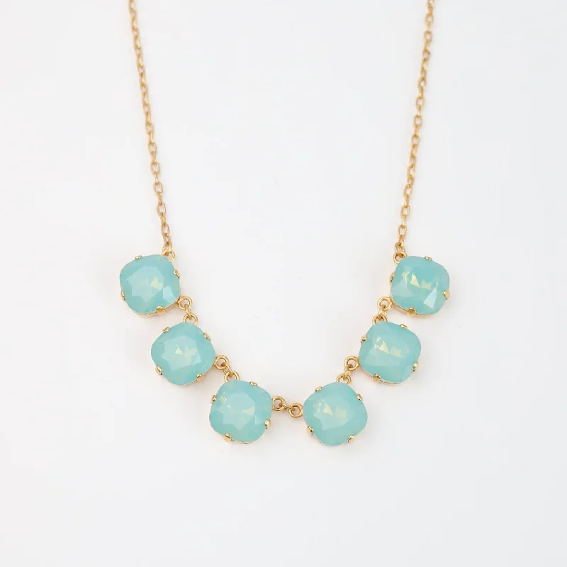 Crystal Line Necklace in Pacific Opal - Gold Plate