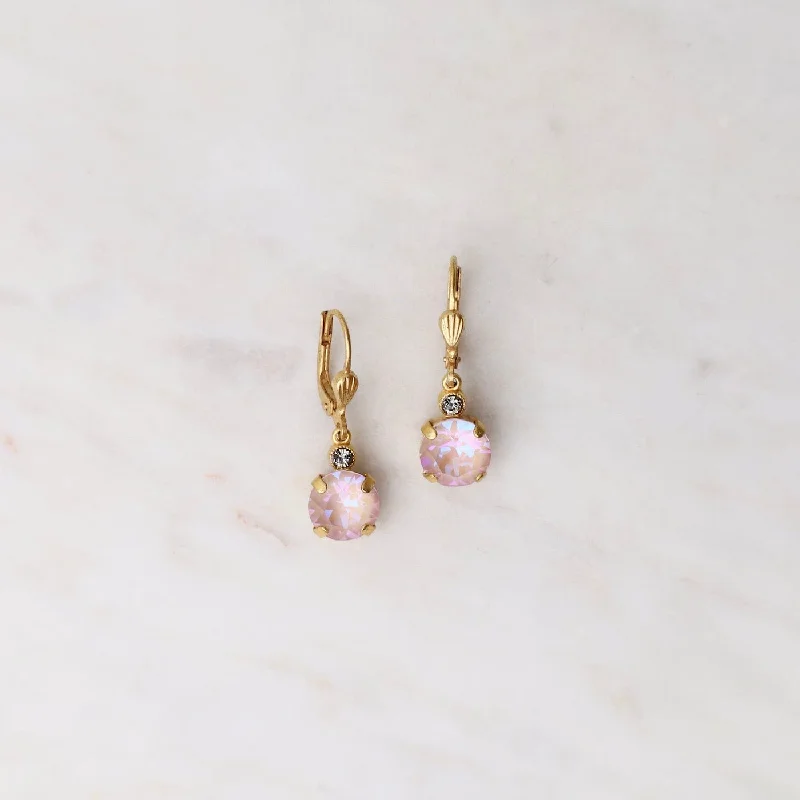 Small Dusty Pink Drop Earrings - Gold Plate