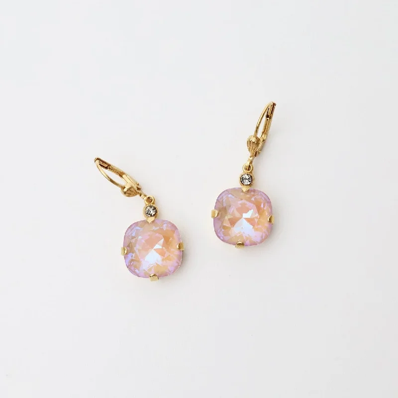 Large Dusty Pink Drop Earrings - Gold Plate