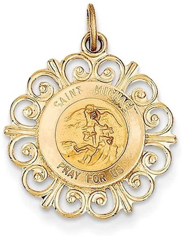 14k Yellow Gold St. Michael Medal Charm (26X16MM)