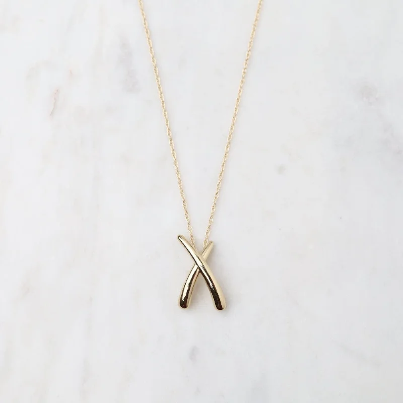 14K Yellow Gold Medium "X" Necklace