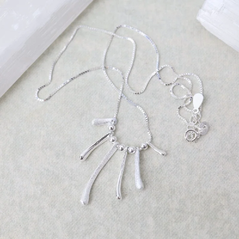 Sterling Silver Squiggle Dew Drops Necklace