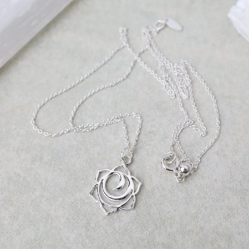 Sterling Silver Spiral Lotus Necklace