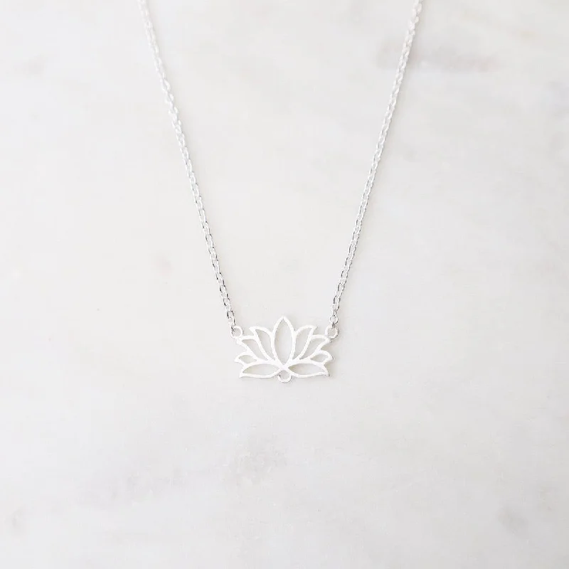 Lotus Necklace – Brushed Sterling Silver