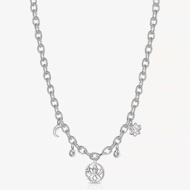 Stainless Steel Chakra Necklace - Lotus Flower Charms