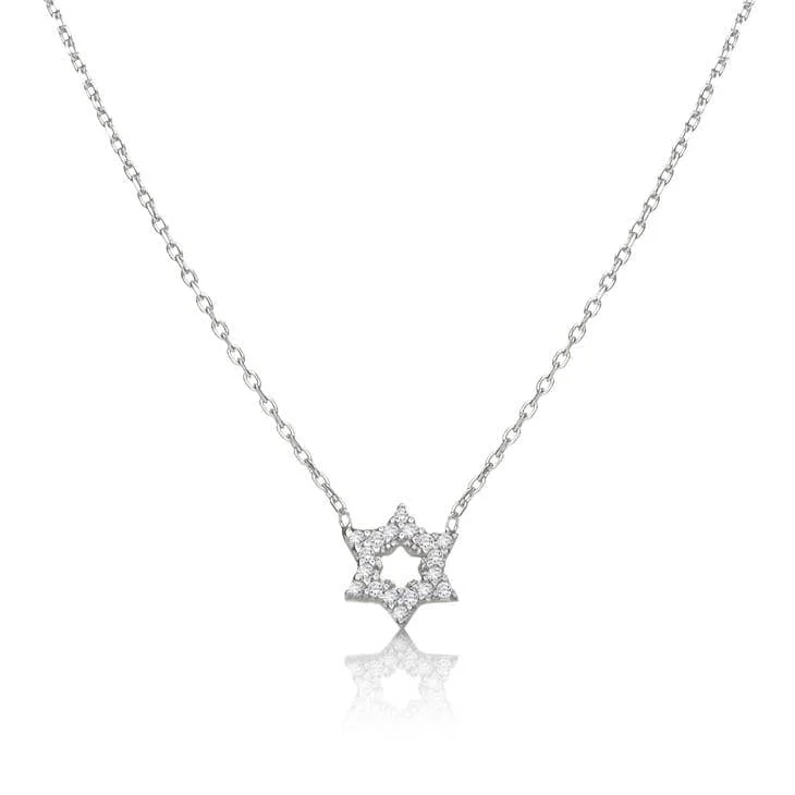 CZ Star of David Necklace - Sterling Silver