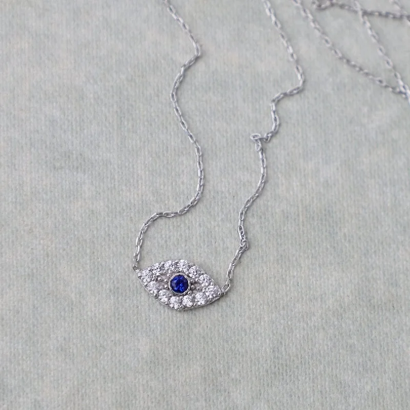 Evil Eye CZ Necklace - Silver