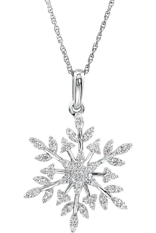 CZ Snowflake Sterling Silver Necklace, 18"