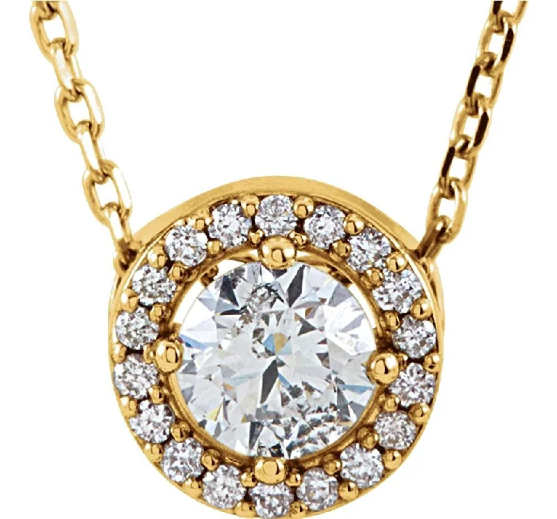 Diamond Halo Necklace, 14k Yellow Gold, 16" (0.2 Ctw, G-H Color, I1 Clarity)