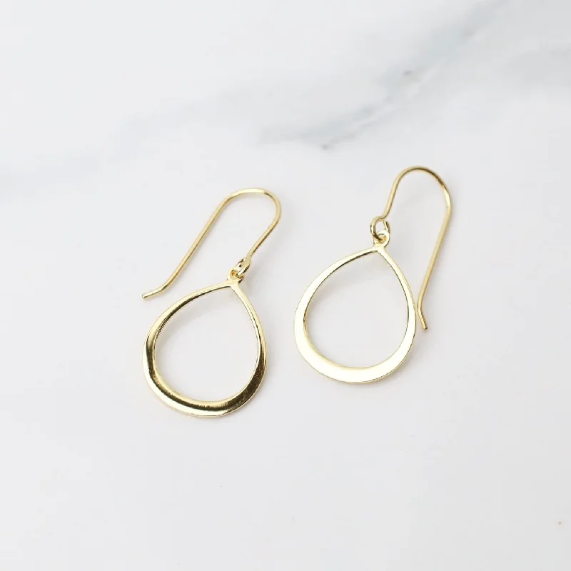 Flat Open Teardrop Earrings - Gold Vermeil