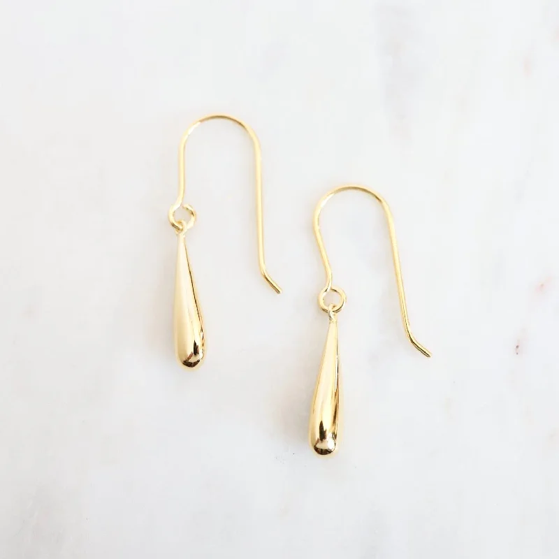 Gold Vermeil Solid Long Droplet Earrings