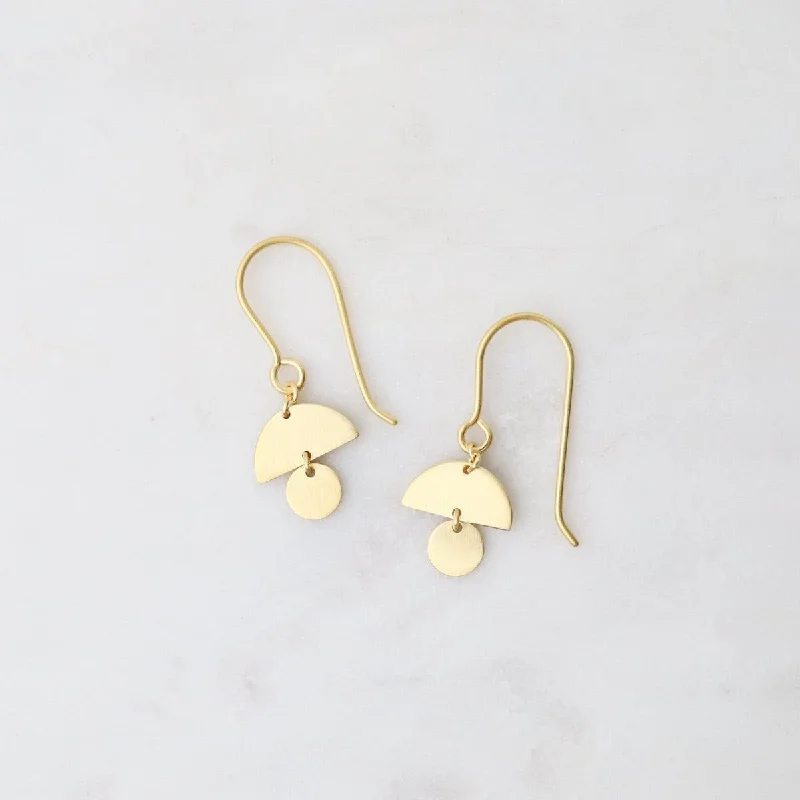 Brushed Gold Vermeil Little Mod 2 Shape Drop Earrings